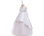 Rhinestone Bow-knot Lace Tulle Long-Sleeve Tiered Dress