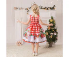 Square Collar Short-Sleeve Christmas Knee-length Dress