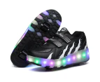 Dadawen Rechargeable LED Light Shoes Roller Skates for Kids-028 Black