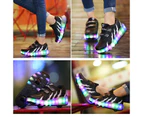 Dadawen Rechargeable LED Light Shoes Roller Skates for Kids-028 Black