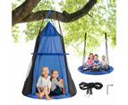 Costway 2 in 1 Tree Swing Hanging Tent Set Kids Hammock Chair Indoor Outdoor kids Yard Play Equipment Blue