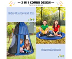 Costway 2 in 1 Tree Swing Hanging Tent Set Kids Hammock Chair Indoor Outdoor kids Yard Play Equipment Blue