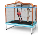 Costway 3-in-1 Kids Trampoline/Swing/Horizontal Bar w/Enclosure Safety Net Pad Indoor Outdoor Jumping Fun Orange