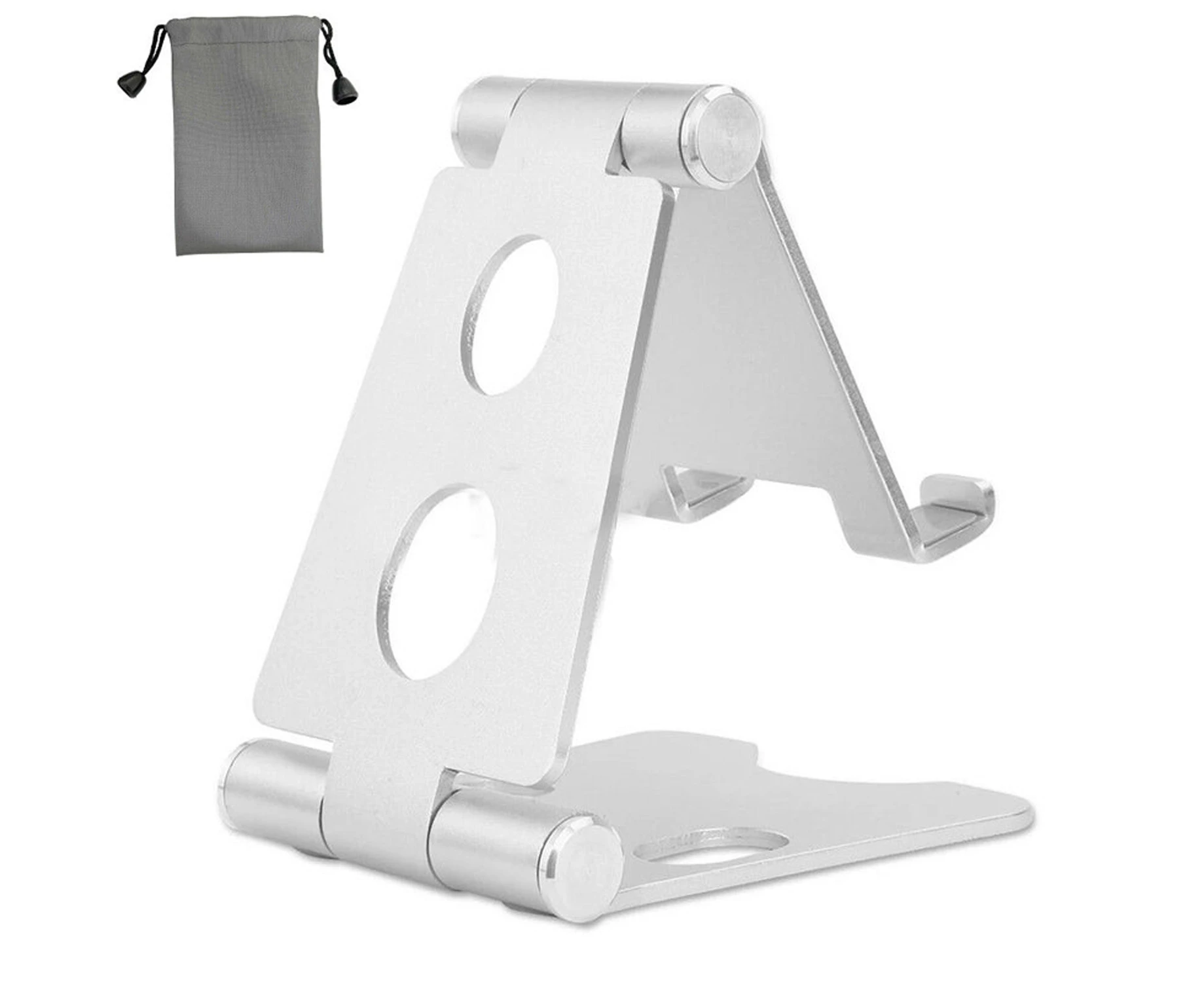 Universal Folding Aluminum Tablet Mount Holder Stand For iPad iPhone Samsung SILVER