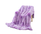 Warm Fluffy Faux Fur Plush Shaggy Throw Blanket - Purple