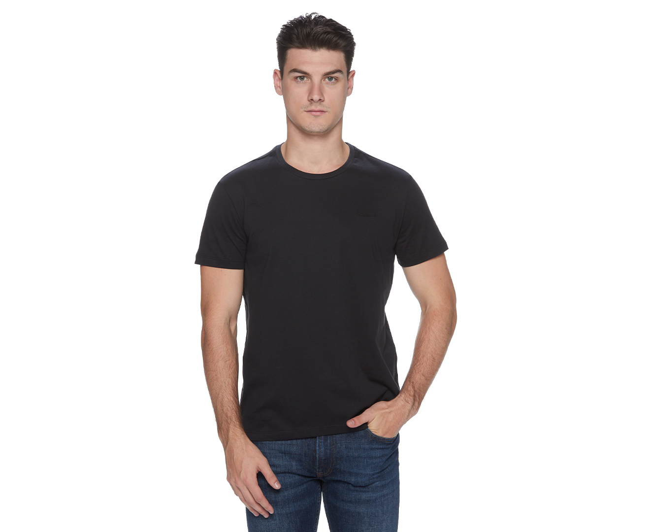 Calvin Klein Men's Prima Cotton Crew Tee / T-Shirt / Tshirt - Black ...