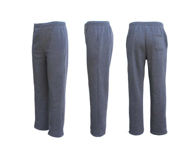 New Adult Mens Unisex Track Suit Fleece Lined Pants Sport Gym Work Casual Winter - Grey