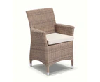 Sahara 4 Seater Outdoor Teak and Wicker Dining Setting - Outdoor Wicker Dining Settings - Brushed Wheat