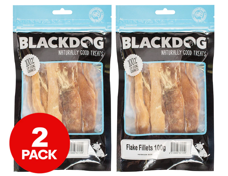 2 x Blackdog Flake Fillets Dog Treats 100g