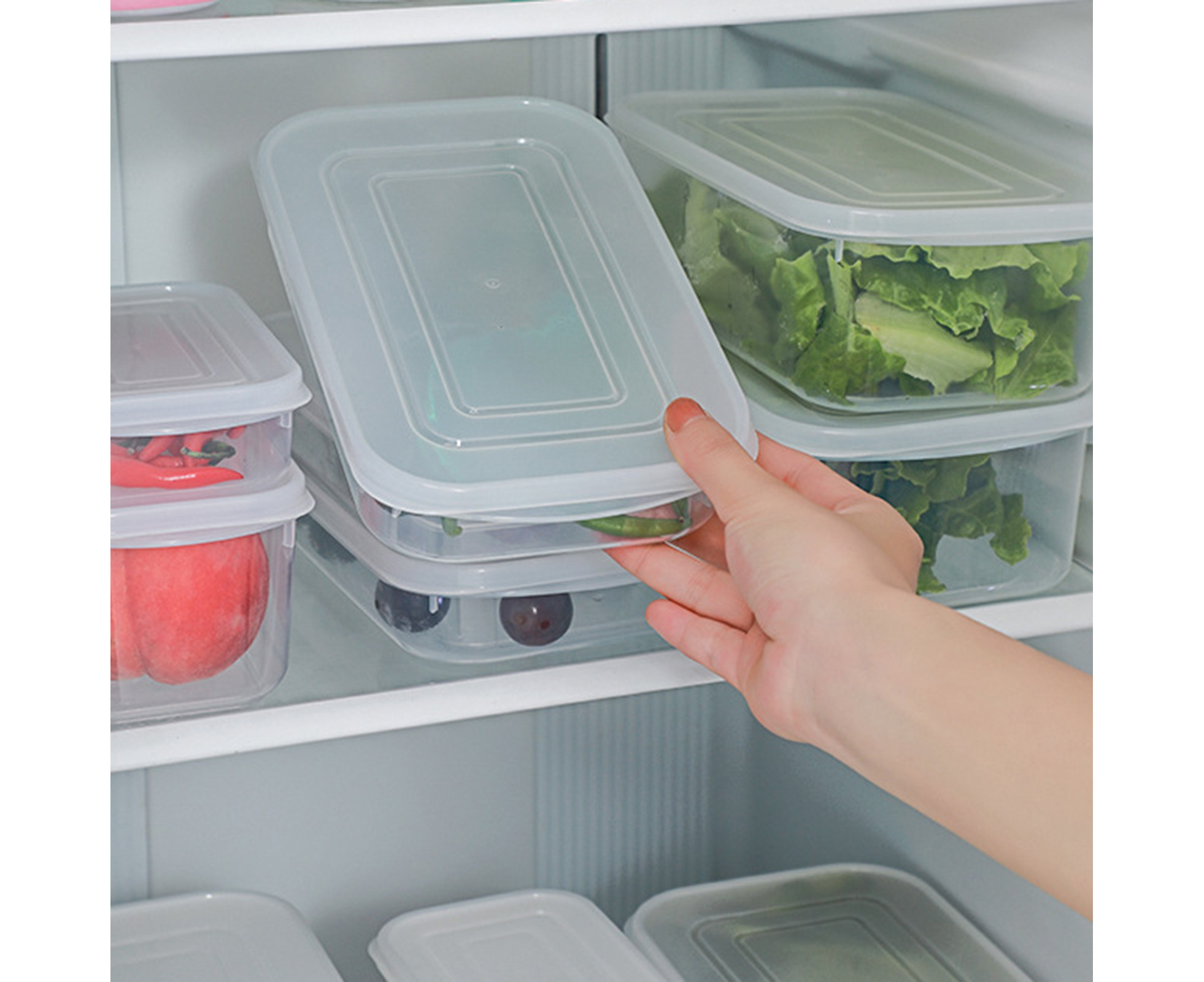 1.15l/2l/3l/4.5l/6.2l Fridge Storage Box Large Capacity Solid Construction Plastic All-Purpose Easy Snap Lock Airtight Food Container for Home, Size