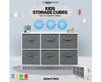 Home Master Kids 6 Section Storage Cubes With Spacious Fabric Bins 51 x 79cm - White