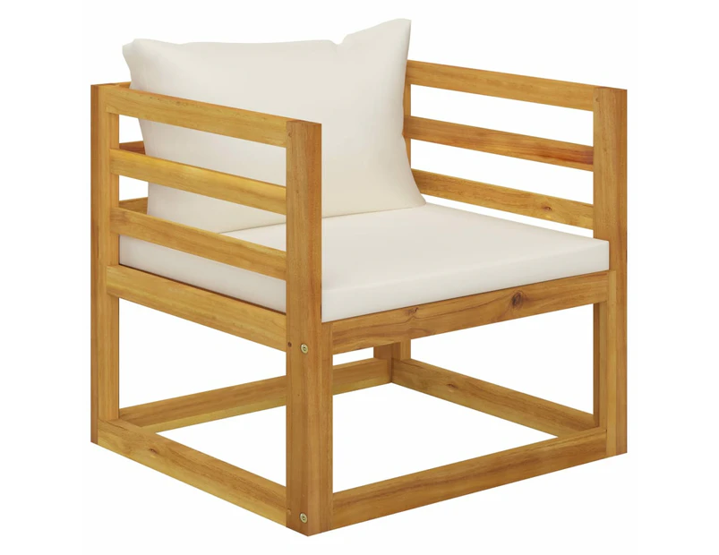 vidaXL Garden Chair with Cream Cushions Solid Acacia Wood