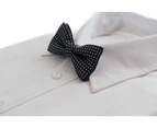 Boys Black Bow Tie With White Polka Dots Polyester