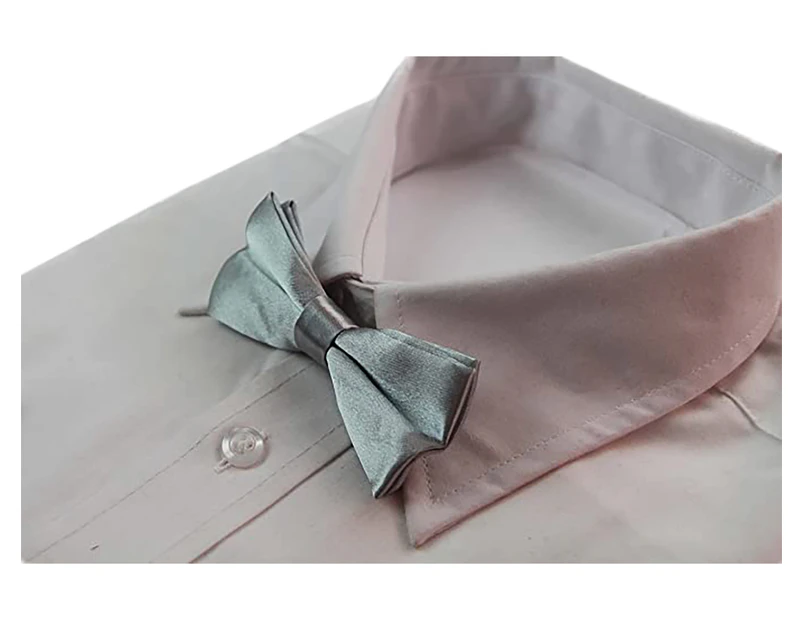 Boys Silver Plain Bow Tie Polyester