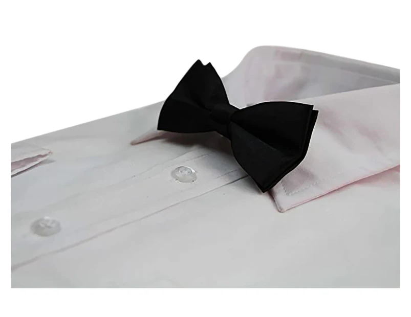 Boys Black Plain Bow Tie Polyester