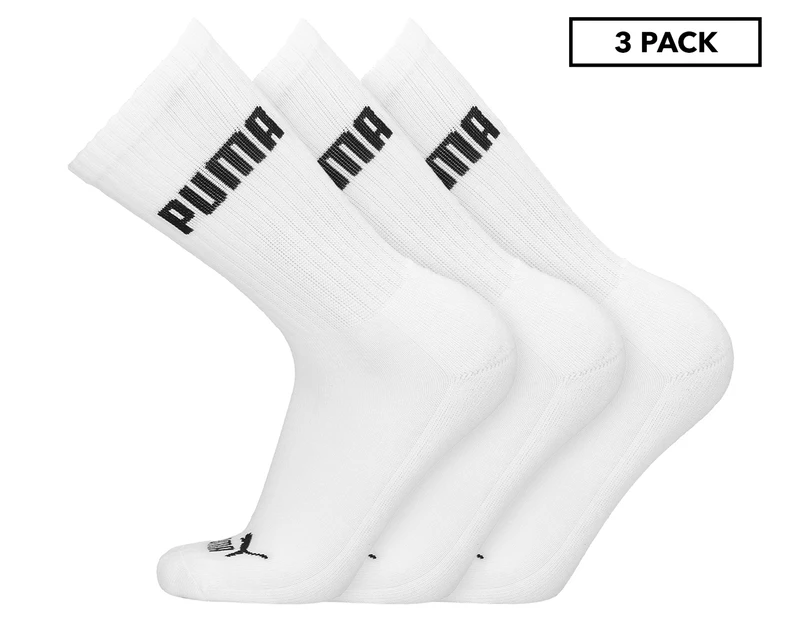 Puma Unisex Cushioned Crew Socks 3-Pack - White