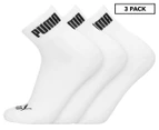 Puma Size 7-9 Quarter Cushioned Trainer Socks 3-Pack - White