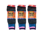 Heat Control 9 Pairs Women's Socks Thermal Crew Cut Deep Cushioning Warm Thick Size 6-10 - Purple