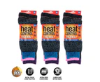 Heat Control 9 Pairs Women's Socks Thermal Crew Cut Deep Cushioning Warm Thick Size 6-10 - Purple