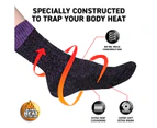 Heat Control 9 Pairs Women's Socks Thermal Crew Cut Deep Cushioning Warm Thick Size 6-10 - Purple