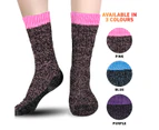 Heat Control 9 Pairs Women's Socks Thermal Crew Cut Deep Cushioning Warm Thick Size 6-10 - Purple