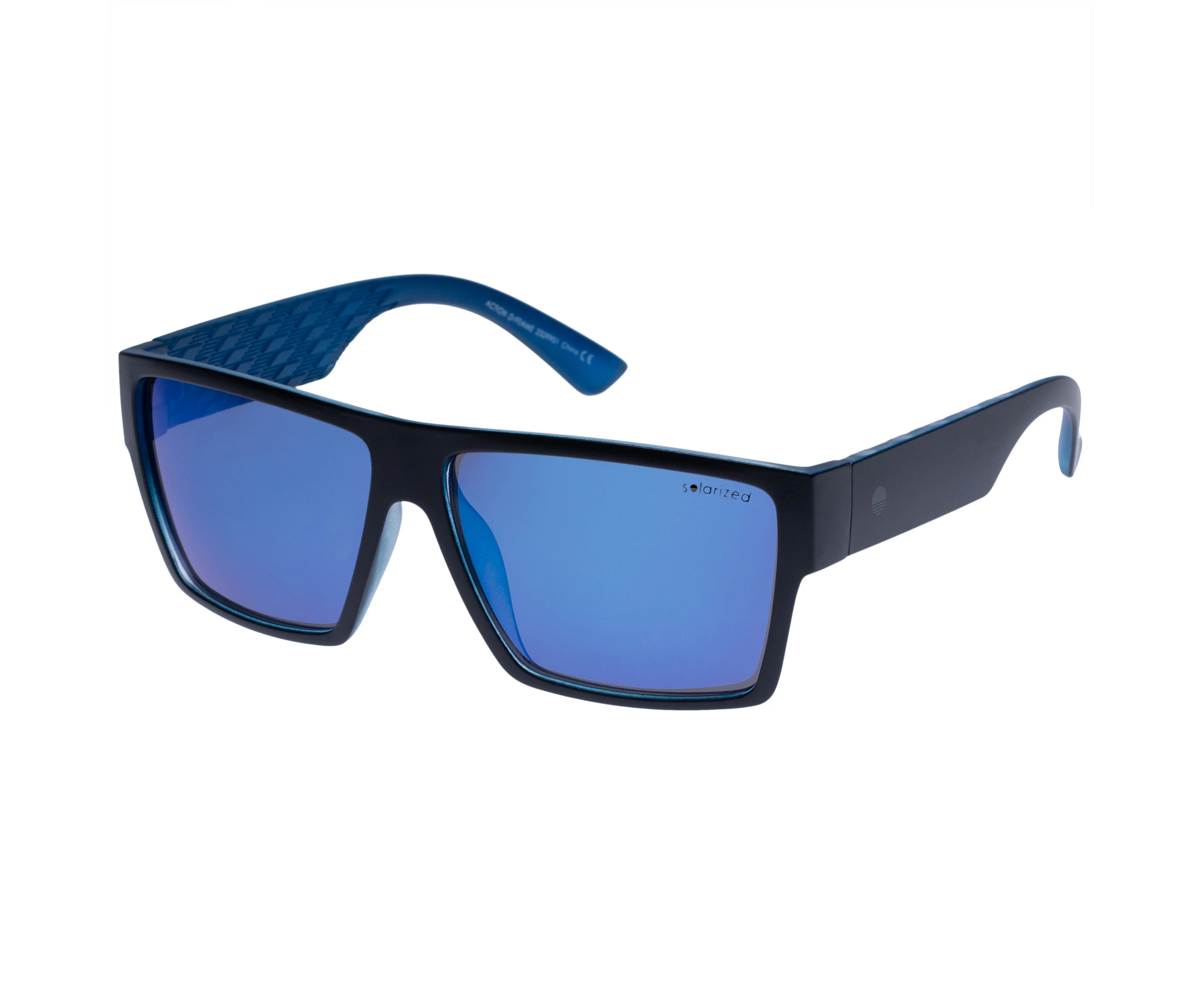 Solarized Male Action D-Frame Black Blue D-Frame Sunglasses