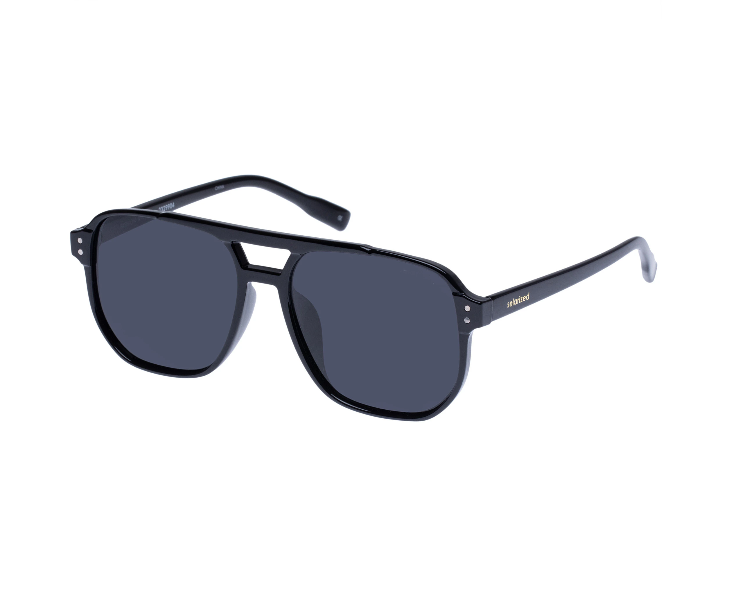 Solarized Uni-Sex Vintage Aviator Black Aviator Sunglasses