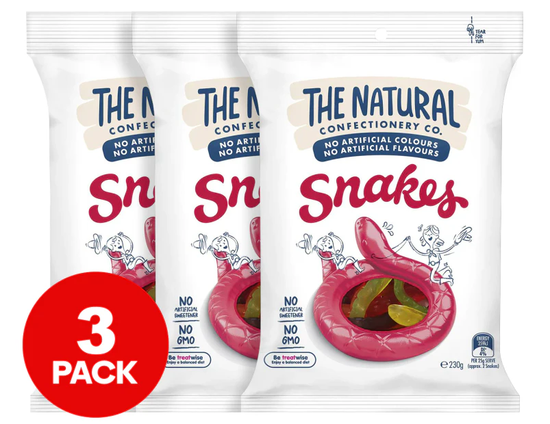 3 x The Natural Confectionery Co. Snakes 230g