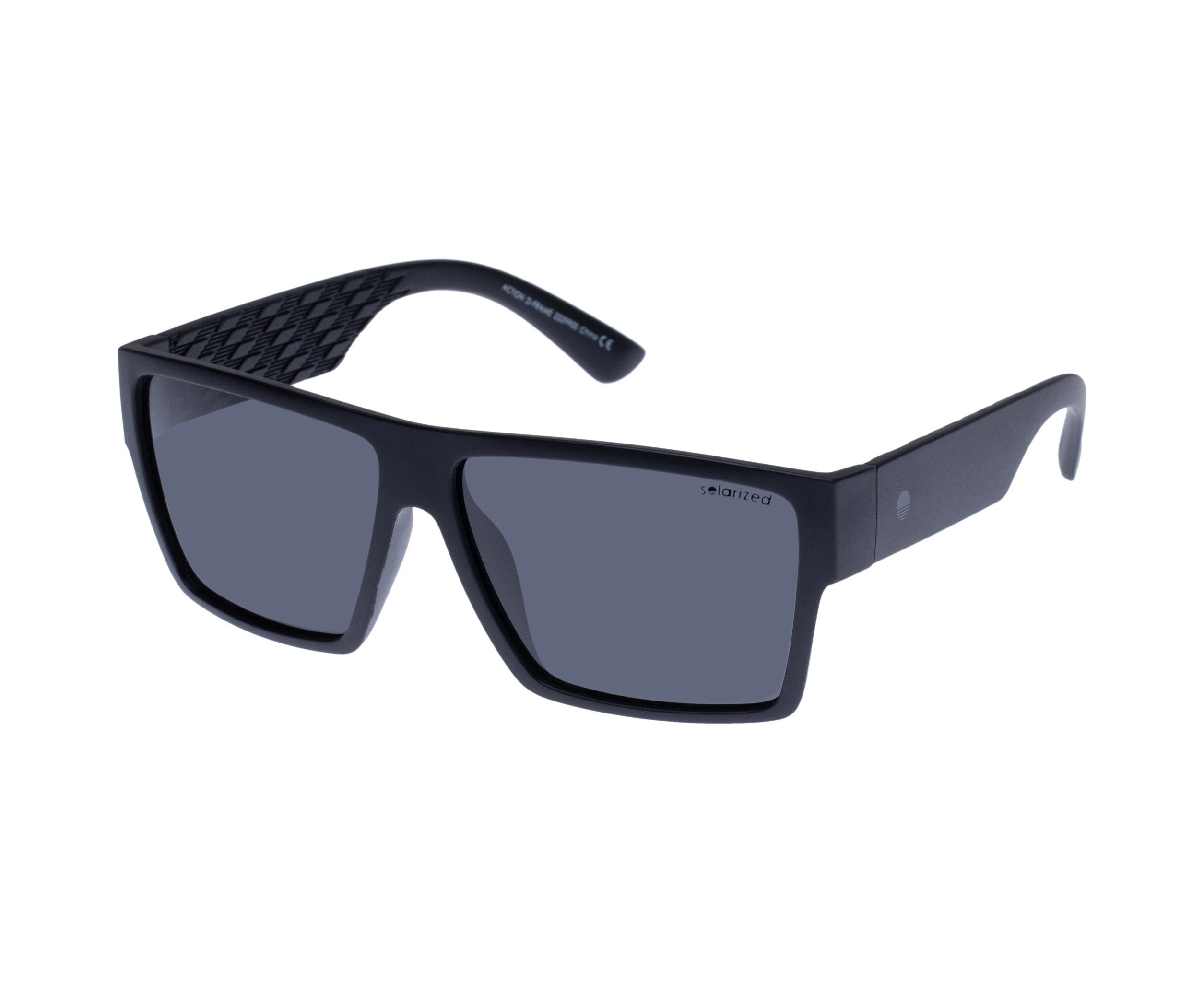 Solarized Male Action D-Frame Black Rubber D-Frame Sunglasses