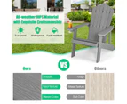 Costway Adirondack Beach Chair Sun Lounge Weather-Resistant w/Cup Holder Garden Patio Poolside Grey