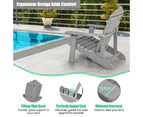 Costway Adirondack Beach Chair Sun Lounge Weather-Resistant w/Cup Holder Garden Patio Poolside Grey