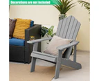 Costway Adirondack Beach Chair Sun Lounge Weather-Resistant w/Cup Holder Garden Patio Poolside Grey