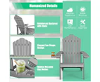 Costway Adirondack Beach Chair Sun Lounge Weather-Resistant w/Cup Holder Garden Patio Poolside Grey