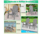 Costway Adirondack Beach Chair Sun Lounge Weather-Resistant w/Cup Holder Garden Patio Poolside Grey