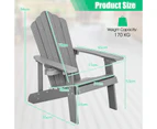 Costway Adirondack Beach Chair Sun Lounge Weather-Resistant w/Cup Holder Garden Patio Poolside Grey