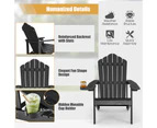 Costway Adirondack Beach Chair Sun Lounge Weather-Resistant w/Cup Holder Garden Patio Poolside Black