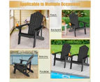 Costway Adirondack Beach Chair Sun Lounge Weather-Resistant w/Cup Holder Garden Patio Poolside Black