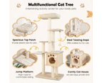 Costway 7-Tier 1.7M Cat Tree Sisal Scratching Post Wood Kitty Tower Condo w/Cushion Bed Rope Natural
