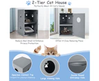 Costway 2-Tier Wood Cat Litter Storage Cabinet Enclosed Kitten Litter Box Pet Toilet Furniture Side Table Entryway Grey