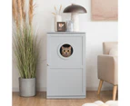 Costway 2-Tier Wood Cat Litter Storage Cabinet Enclosed Kitten Litter Box Pet Toilet Furniture Side Table Entryway Grey