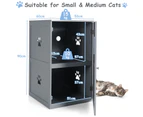 Costway 2-Tier Wood Cat Litter Storage Cabinet Enclosed Kitten Litter Box Pet Toilet Furniture Side Table Entryway Grey