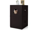 Costway 2-Tier Wood Cat Litter Storage Cabinet Enclosed Kitten Litter Box Pet Toilet Furniture Side Table Entryway Brown