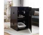 Costway 2-Tier Wood Cat Litter Storage Cabinet Enclosed Kitten Litter Box Pet Toilet Furniture Side Table Entryway Brown