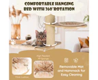 Costway 7-Tier Large Cat Tree Sisal Scratching Post Solid Wood Kitten Tower Condo House for Fat Cat 191cm w/Hammock & Hanging Basket