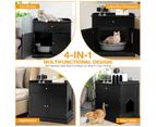 Costway Wood Cupboard Cat Storage Cabinet Enclosed Kitten Litter Box Pet House Furniture Sideboard Entryway w/Drawers Black