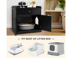 Costway Wood Cupboard Cat Storage Cabinet Enclosed Kitten Litter Box Pet House Furniture Sideboard Entryway w/Drawers Black