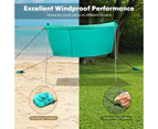 Costway Beach Sunshade Canopy UPF50+ Family Shelter Shade 6-7 Adults w/4 Poles Sandbags Peg Stakes Turquoise