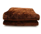 Laura Hill Double Sided 220 x 240cm Faux Mink Throw Rug Blanket 600gsm Brown