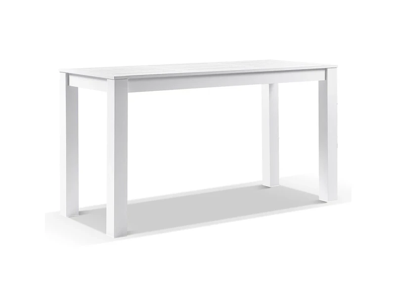 Outdoor Santorini Outdoor Aluminium 2M Rectangle Bar Table - White Aluminium with Textured grey Cushions - Outdoor Tables - White Aluminium
