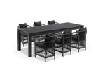 Santorini 2.5 Outdoor Rectangle Aluminium Dining Table with 8 Malawi Chairs - Outdoor Aluminium Dining Settings - Charcoal